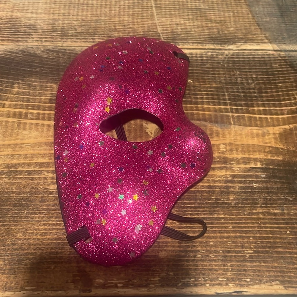 Pink glitter costume face mask